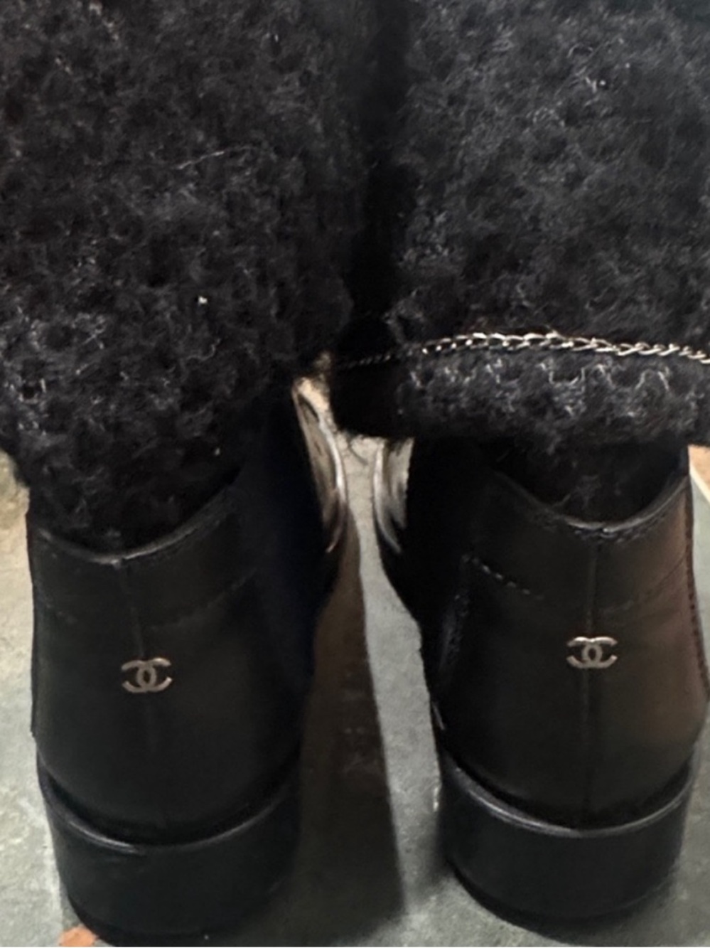 $1450 CHANEL Black Knit Shaft Lace-Up Mid-Calf Boots size 36.5 - US 6-6.5 EUC - Picture 13 of 15